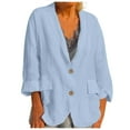 thumbnail image 1 of CKpwisy Linen Lapel Collar Blazers for Women Lightweight Office Work Blazer Business Casual Open Front Jackets Dressy Button Lapel Suit Jackets Outerwear Work Office Cardigan Work Blazer Jackets, 1 of 5