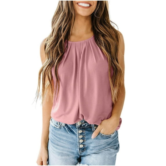 CKpwisy Maternity Tank Top for Womens Flowy Pleated Tunic Summer Nursing Sleeveless Shirts Crew Neck Blouse Tops Loose Fit Pregnancy Tunic 2024