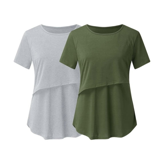 CKpwisy Maternity Tops for Womens Breastfeeding Tunics Crewneck Short Sleeve Nusring Blouse Tshirt Comfy Soft Pregnancy Shirts Mama Postpartum Clothes