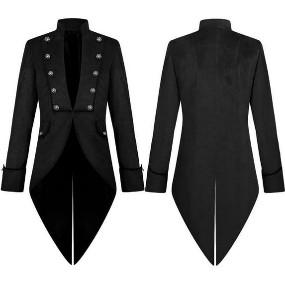 CKpwisy Men's and Women's Fashionable Coat, Windbreaker, Tailcoat, Gothic Coat, Men's Retro Court Dress Winter Clearance Black M
