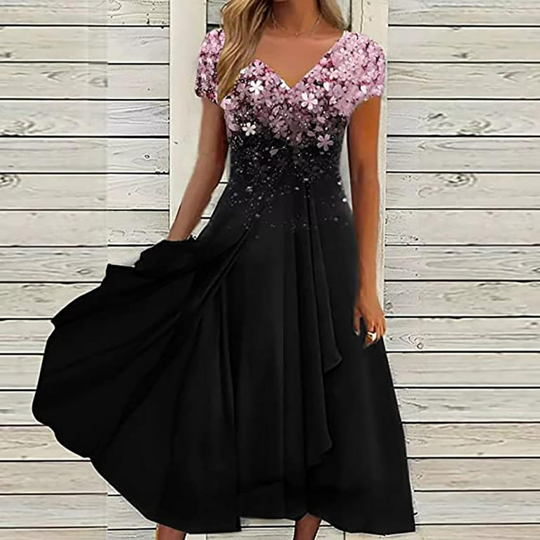 Women's long ruffled long swing evening dress Women's long ruffled long swing evening dress