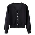 thumbnail image 1 of CKpwisy Open Front Cardigans for Women Soft Trendy Solid Color V-Neck Long Sleeve Sweaters Fall Winter 2025 Button Down Lightweight Sweater Soft Comfy Knit Cardigan Coats Black XXL, 1 of 7