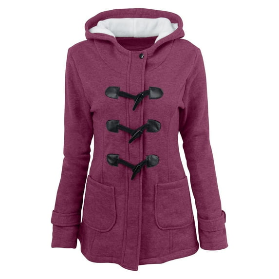 CKpwisy Plus Size Winter Coats for Women 2025 Warm Button Down Fleece Lined Jackets Casual Thermal Hooded Parka Loose Thick Coat Long Sleeve Outerwear with Pockets