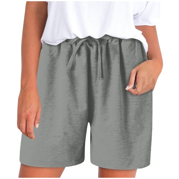 CKpwisy Shorts for Women Trendy 2025 Casual Summer High Waist Drawstring Shorts with Pockets Beach Loose Elastic Waist Vacation Clothes
