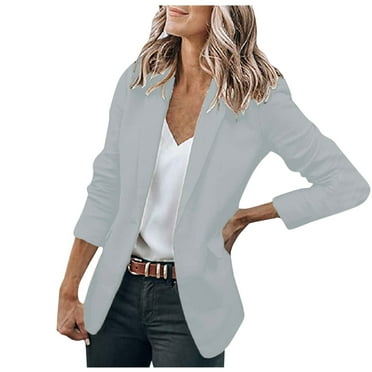 CKpwisy Solid Color Lapel Blazers for Women Casual Work Long Sleeve Jackets Fall Fashion Button Lapel Blazer Open Front Suit Jackets Work Cardigan Lapel Collar Blazer Jackets