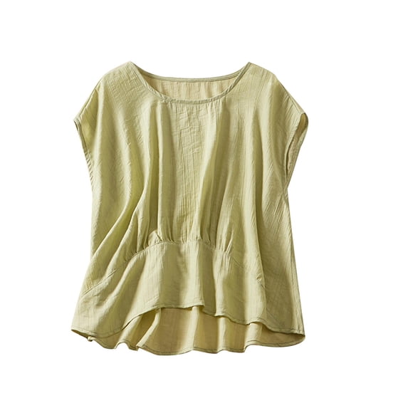 CKpwisy Solid Tiered Tank Tops for Women Casual Dressy Bawting Sleeveless Tops Soft Trendy Cotton Linen Tshirts Loose Swing Shirts Claerance