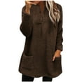 thumbnail image 1 of CKpwisy Sweatshirts for Women Comfort Henley Neck Fleece Pullover Winter Warm Long Sleeve Winter Shirts Round Neck Casual Loose Cute Long Tops, 1 of 5