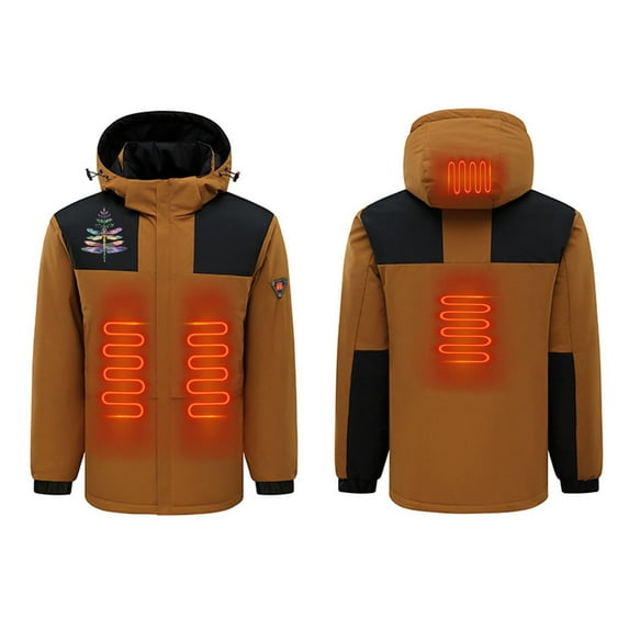 CKpwisy Unisex Heated Jackets Warm Winter Outdoor Adjustable Lightweight Warm Coat Heating Jackets Heated Coat 5 Heating Area USB Charging Heating Coats Brown M