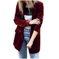 thumbnail image 1 of CKpwisy Velvet Blazers Jackets for Women Fall Winter Business Casual Long Suit Jacket Dressy Oversized Cardigan Blazer Solid Work Office Outerwear, 1 of 5