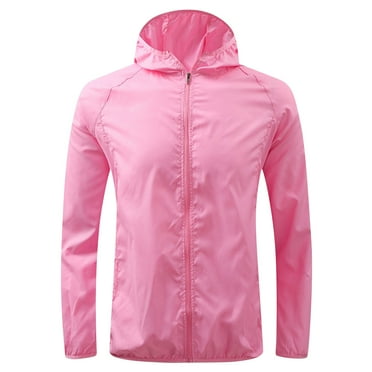 CKpwisy Waterpfoof & Windproof Rain Jackets 2025 New Waterproof Rain Coats Fall Winter Lightweight Windbreaker Solid Color Hooded Raincoats Classic Outfits Fall Savings Pink S
