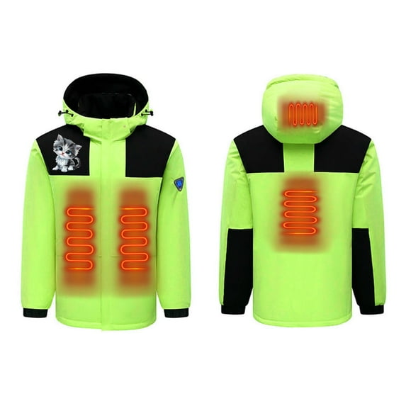CKpwisy Winter Jackets for Women Windproof Patchwork Long Sleeve Waterproof Heated Coat Battery Not Included Heated Jackets Green S