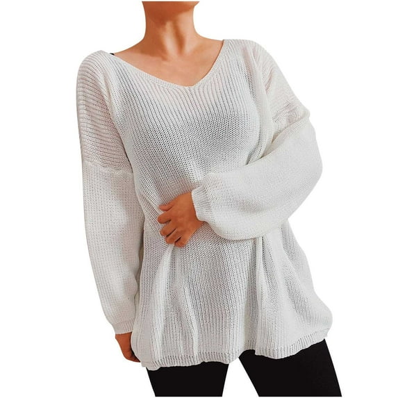 CKpwisy Women's Oversized Pullover Sweater 2025 Fall Comfy Loose V Neck Long Sleeve Sweater Loose Fit Casual Solid Color Ribbed Jumper Tops for Women 2025 Fashion Clothes Outfits