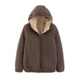 thumbnail image 1 of CKpwisy Women's Quilted Puffer Jacket Lightweight Zip Up Long Sleeve Coat Winter Warm Fleece Lined Hooded Thicken Coats Oversized Fit Packable with Pockets, 1 of 4