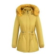 thumbnail image 1 of CKpwisy Women's Quilted Winter Coat Oversized Lapel Zipper Long Sleeve Puffer Jacket Thicken Warm Parka Coat with Faux Fur Hood, 1 of 4