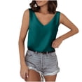 thumbnail image 1 of CKpwisy Women's Satin Tank Tops Summer Dressy Casual V Neck Cami Top Trendy Sleeveless Silk Blouse Loose Fit Solid Color Spaghetti Strap Shirts for Work Office Fashion 2024, 1 of 6