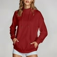 thumbnail image 1 of CKpwisy Women's Sweatshirts Solid Turtleneck Long Sleeve Sweatshirt Drawstring Fleece Fall Pullover Top with Pocket 2025 Clothes, 1 of 6