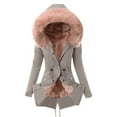 thumbnail image 1 of CKpwisy Women's Winter Coats Sherpa Lined Hooded Jacket Long Sleeve Full Zip-Up Warm Parka Coat Casual Winter Outerwear with Pockets, 1 of 2