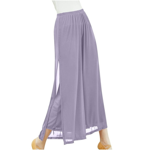 CKpwisy Womens Chiffon High Waist Palazzo Dressy Pants Summer Casual Baggy Palazzo Pants Flare Elastic Waist Trousers with Pocket Fashion 2025
