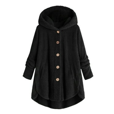 CKpwisy Womens Fleece Jackets Warm Winter Hooded Coats 2025 Oversized Button Down Cardigan Loose Comfy Fuzzy Jacket with Pockets Loungewear