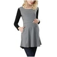 thumbnail image 1 of CKpwisy Womens Maternity Long Sleeve Shirts Patchwork Breastfeeding Tunic Casual Double Layer Maternity Tops for Leggings Pregnancy Clothes with Pockets, 1 of 6