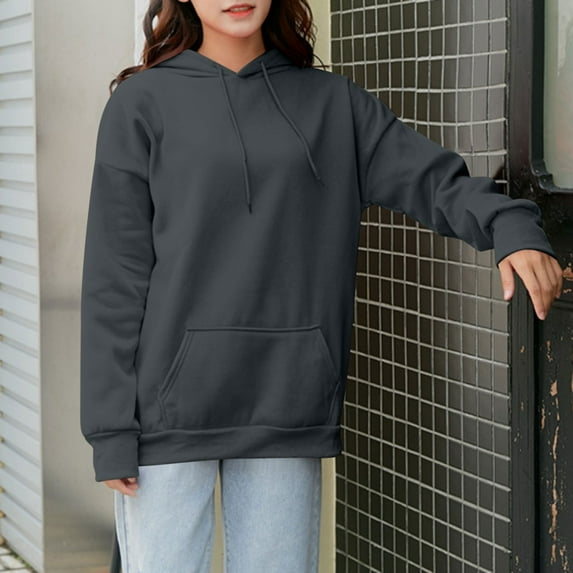 CKpwisy Womens Oversized Hoodies Casual Solid Loose Long Sleeve Drawstring Pullover Sweatshirts with Pocket 2025 Fall Winter Outfits