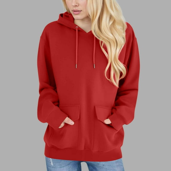 CKpwisy Womens Oversized Hoodies Solid Drawstring Long Sleeve Sweatshirts Pullover Fleece Tops with Pocket Winter Fall Outfits