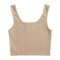 thumbnail image 1 of CKpwisy Womens Ribbed Tank Tops Scoop Neck Slim Fitted Tees Summer Casual Basic Knit Sleeveless Shirts Solid Color Crop Camis Y2K Going Out Trendy Tshirt Outfits, 1 of 7