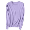 thumbnail image 1 of CKpwisy Womens Solid Color Sweaters Lightweight Crewneck Ribbed Long Sleeve Jumper Fall Winter Jumper Sweater Pullover Tops Purple XXL, 1 of 6