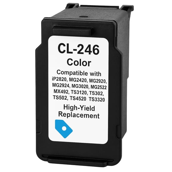 CL-246 Genuine Color Cartridge - Compatible Replacement for Printers iP2820, MG2420, MG2924, MG2920, MG3020, MG2522, MG2525, MX492, TS3120, TS302, TS302a, TS202, TS202a, TS4520, TS3320 - High Yield