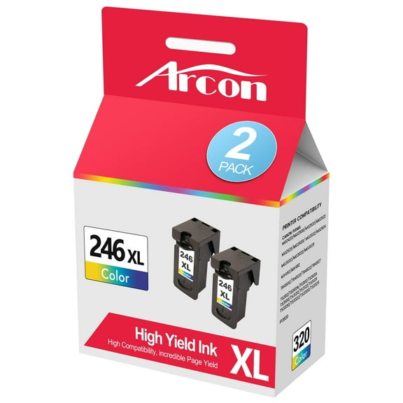 CL 246XL Color Ink Cartridge Compatible for Canon 246 Color Ink High Yield 246XL CL-246XL CL-246 XL CL246XL Works for PIXMA MG2522 TS3122 MX492 MX490 TR4500 TR4520 TS3322 Printer 2Black