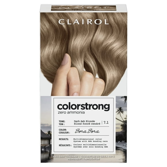 Clairol ColorStrong Permanent Zero Ammonia Hair Dye, 7.1 Dark Ash Blonde - Bora Bora Hair Color, 1 kit