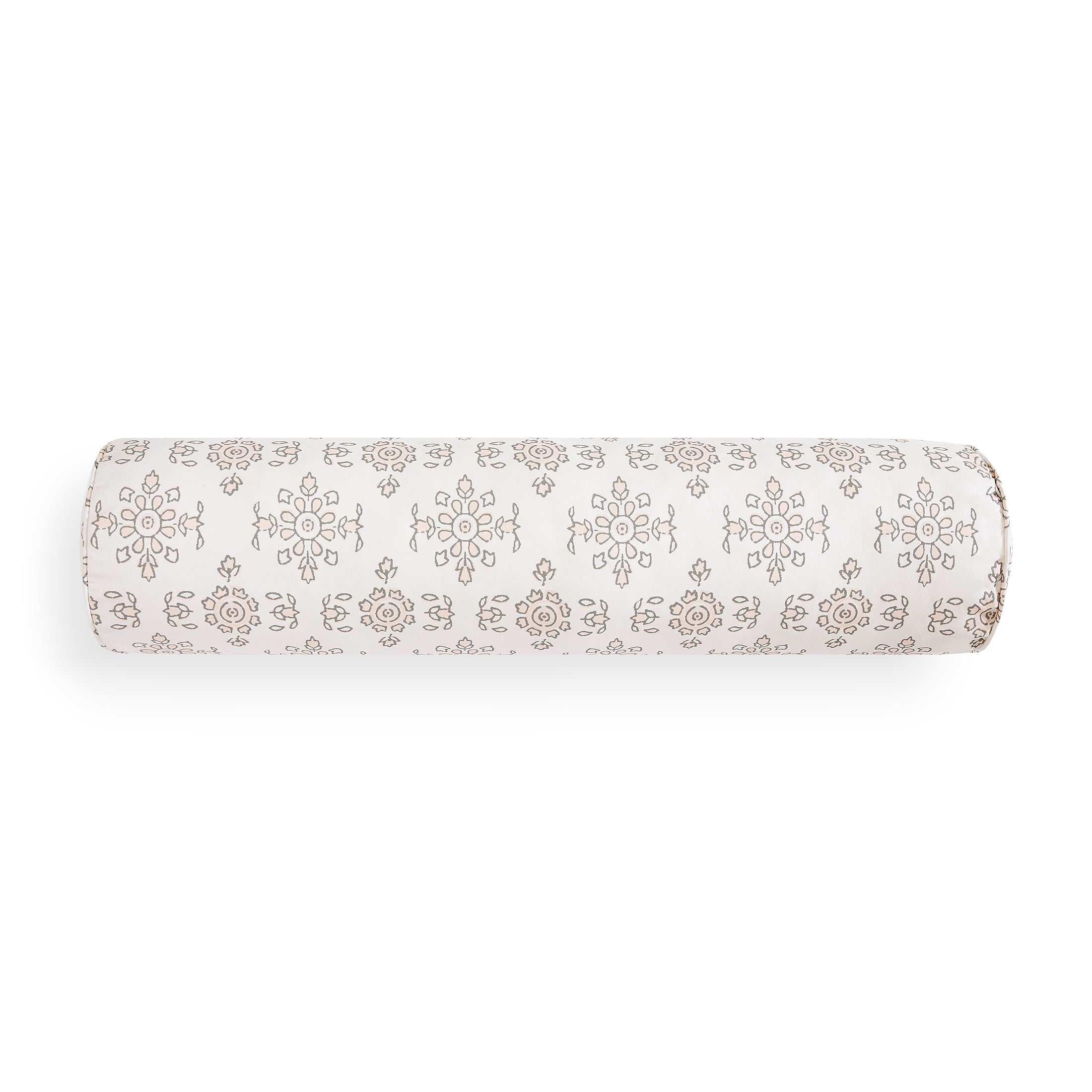 Coastal Living 9" x 36" Ivory & Coral Floral 100% Cotton Decorative Bolster Pillow for Bed