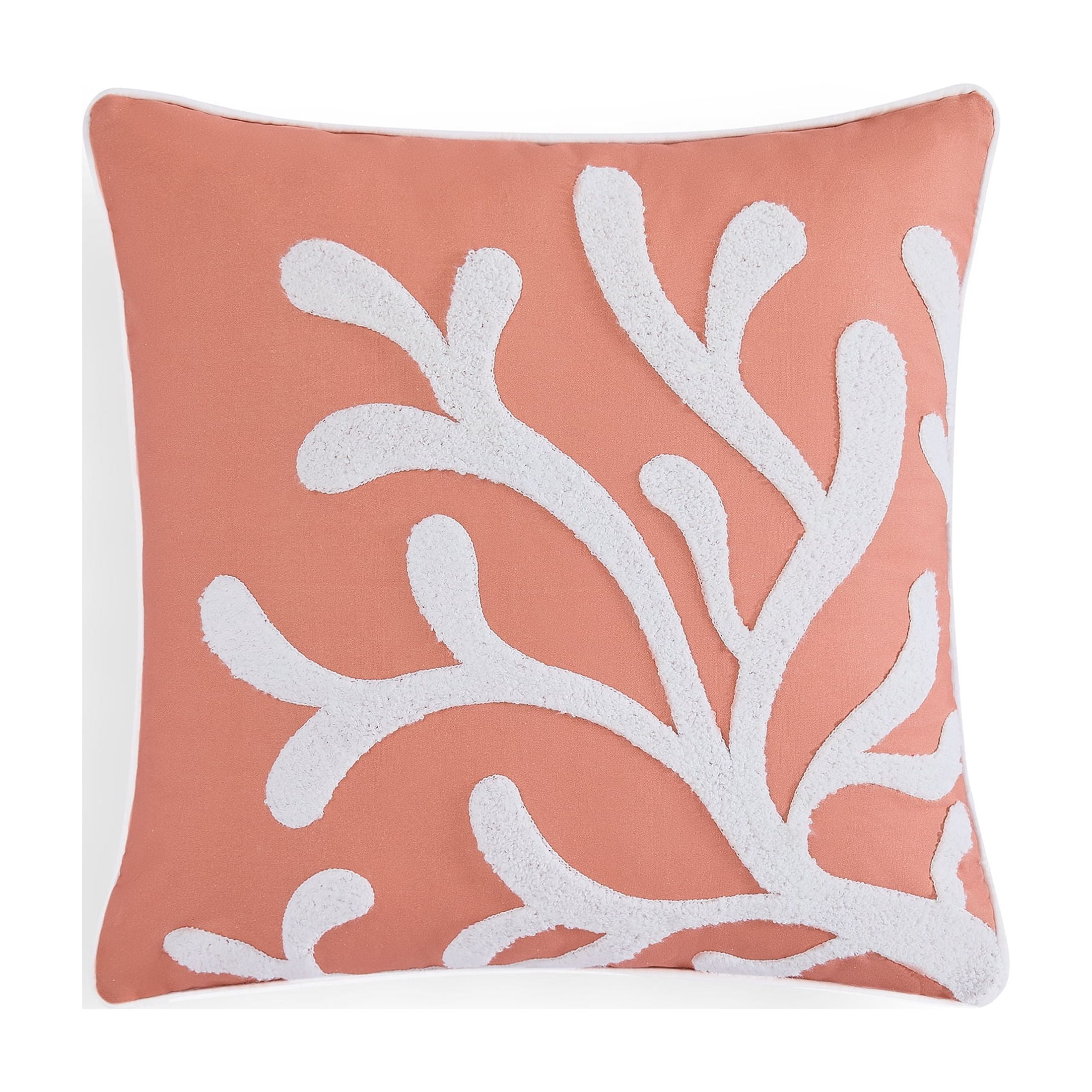 Coastal Living 18" x 18" Orange Coral Reef 100% Cotton Decorative Throw Pillow for Couch or Bed