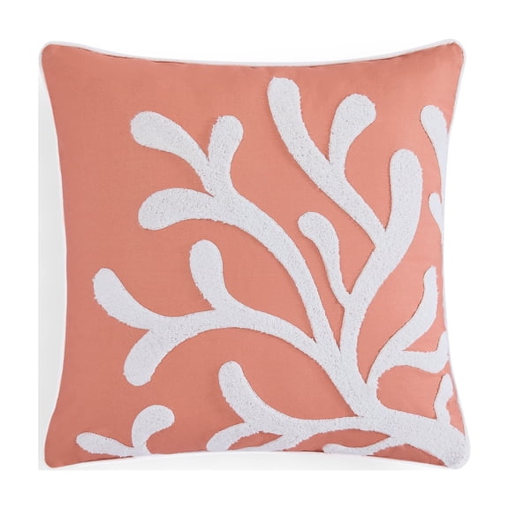 Coastal Living 18" x 18" Orange Coral Reef 100% Cotton Decorative Throw Pillow for Couch or Bed