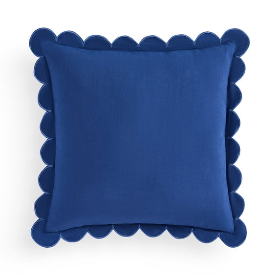 Coastal Living 18" x 18" Blue Scallop 100% Cotton Decorative Throw Pillow for Couch or Bed