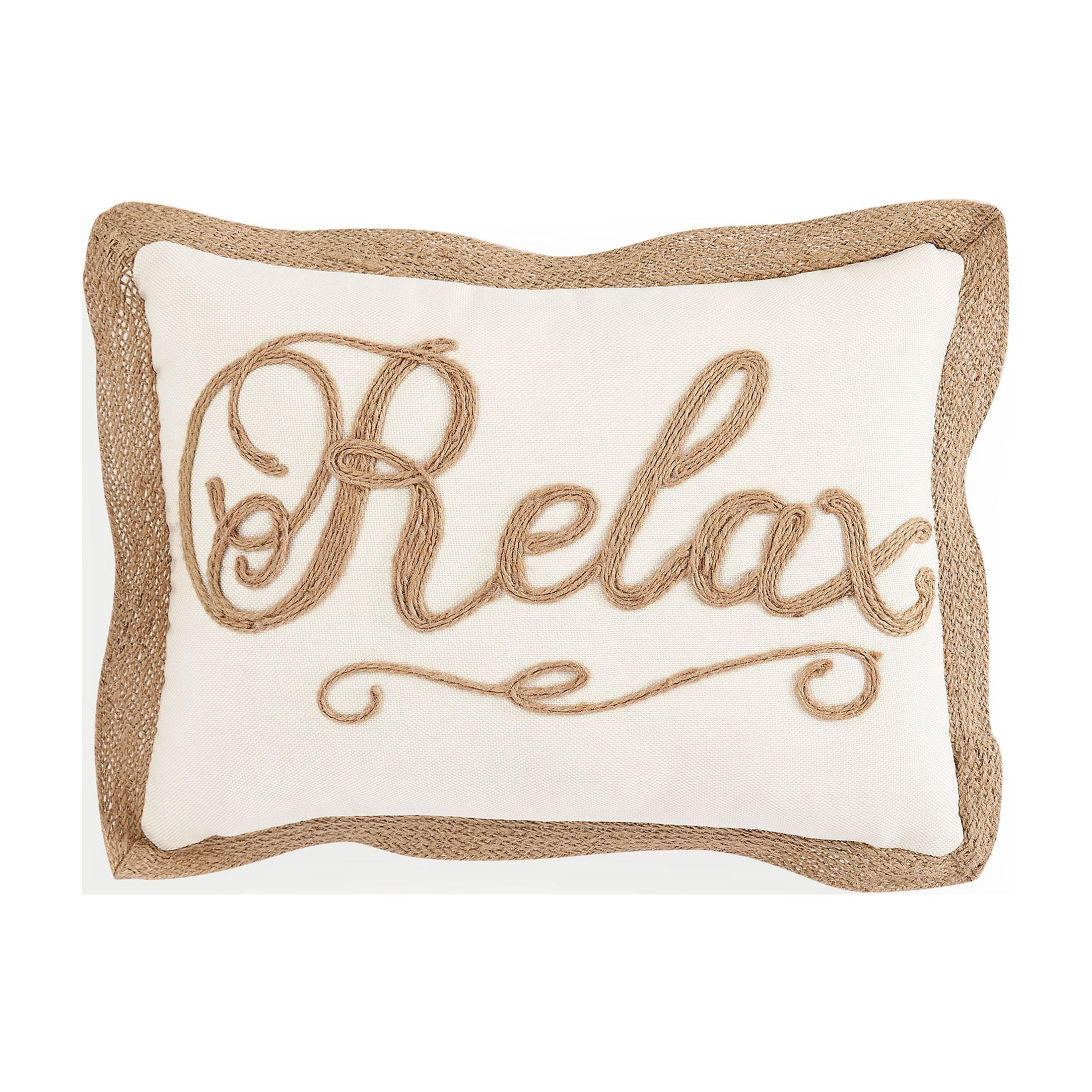 Coastal Living 12" x 16" Tan Burlap Relax 100% Polyester Decorative Throw Pillow for Couch or Bed