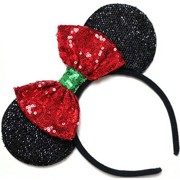 CL GIFT Christmas Mickey Ears, Christmas Minnie Ears, Xmas Mickey Ears, Christmas Disney,Holiday Ears, Mouse Ears,