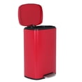 thumbnail image 1 of CL.HPAHKL 13 Gallon(50L) Kitchen Trash Can with Lid，Stainless Steel Garbage Can with Soft-Close Foot Pedal and Removable Inner Bucket, Trash Bin for Bathroom Bedroom Home Office, Red, 1 of 8