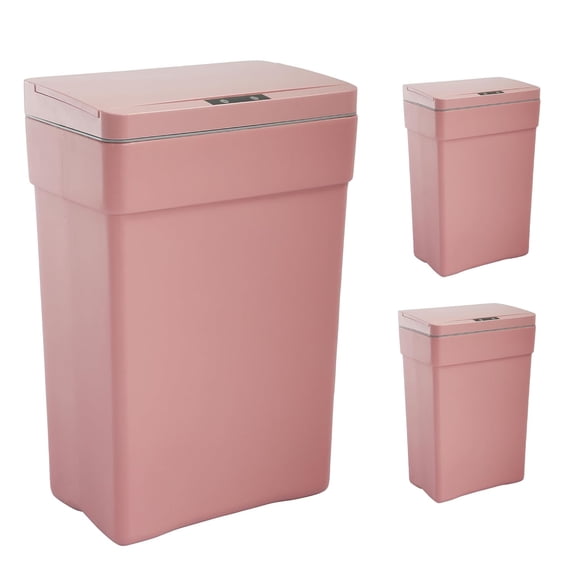 CL.HPAHKL 13 Gallon Motion Sensor Waste Bin, 50L High-Capacity Plastic Garbage Can with Lid, Touchless Automatic Trash Can for Home Office, Kitchen, Bedroom (3, Pink)