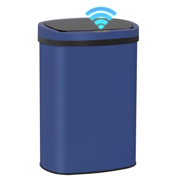 CL.HPAHKL 13 Gallon Trash Can with Lid, Automatic Trash Can Touchless Motion Sensor Trash Can 50 Liter High-Capacity Stainless Steel Garbage Can for Home Kitchen Bathroom Bedroom Office, Deep Blue