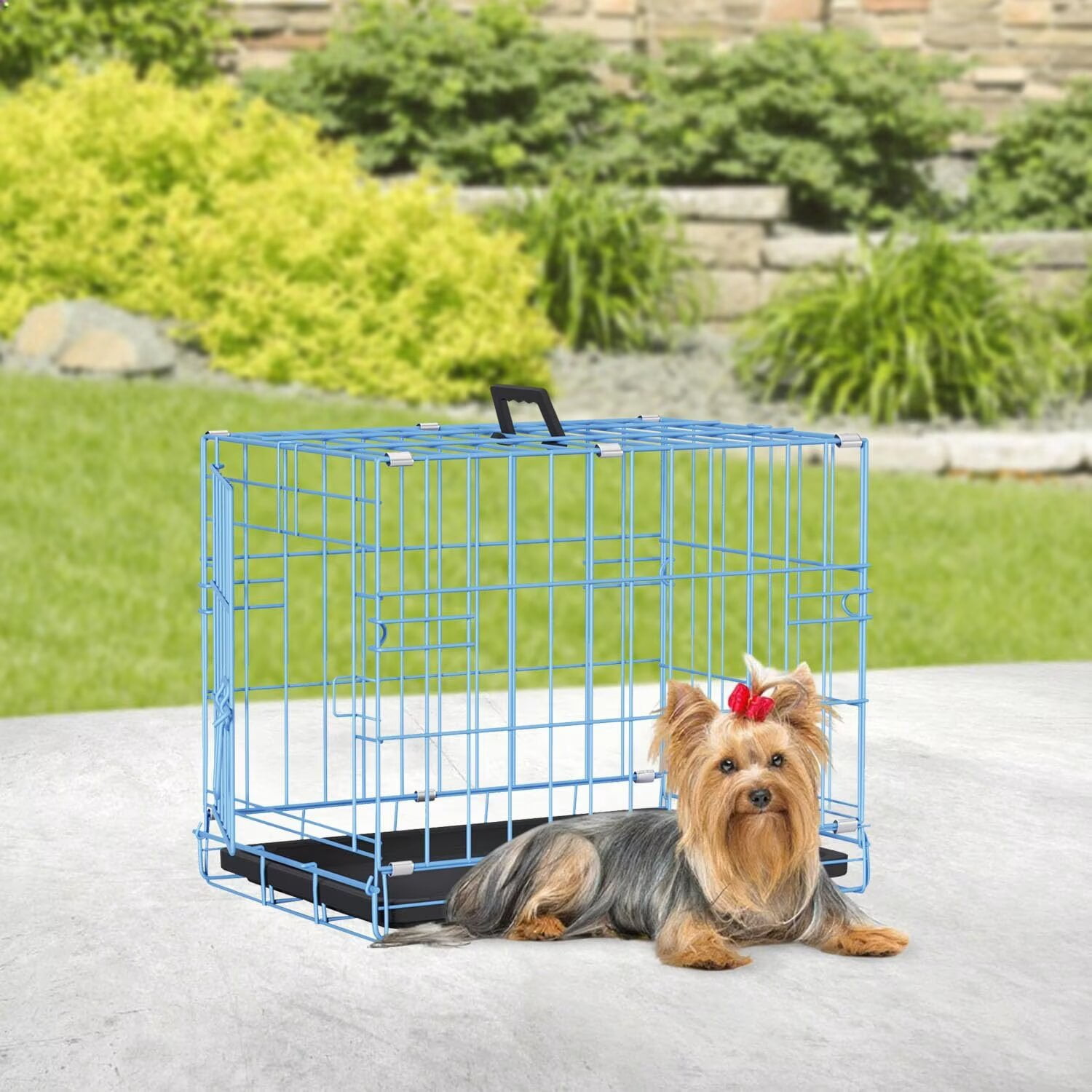 CL.HPAHKL 18" Foldable Metal Dog Cage, Portable Dog Crate with ...