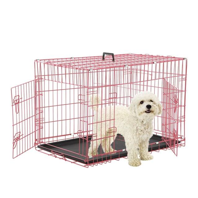 CL.HPAHKL 24 inch Pets Dog Cage for Small Dogs, Folding Dog Crates and Kennels Double Door, Pet
