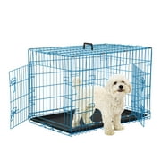 CL.HPAHKL 24 inch Pets Dog Cage for Small Dogs, Folding Dog Crates and Kennels Double Door, Pet Cage with Tray Pan for Small Animals