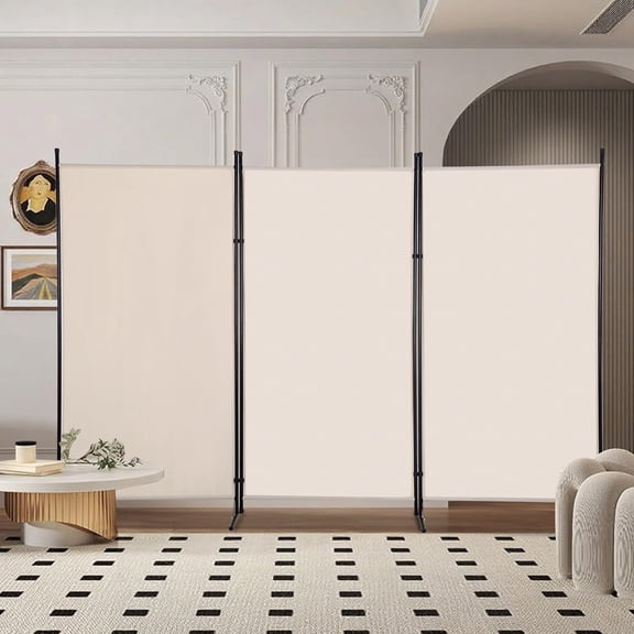CL.HPAHKL 3 Panel Room Divider 6 Ft Tall, Folding Privacy Screen Portable Room Partition for Bedroom, Living Room & Office, Easy to Move and Set Up, Beige