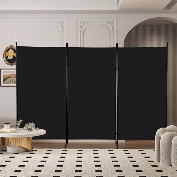 CL.HPAHKL 3 Panel Room Divider 6 Ft Tall, Folding Privacy Screen Portable Room Partition for Bedroom, Living Room & Office, Easy to Move and Set Up, Black