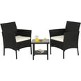 thumbnail image 1 of CL.HPAHKL 3 Piece Patio Furniture Set, Wicker Patio Bistro Conversation Set, 2 Chairs & Coffee Table for Garden, Balcony, Backyard, Poolside, Black, 1 of 6