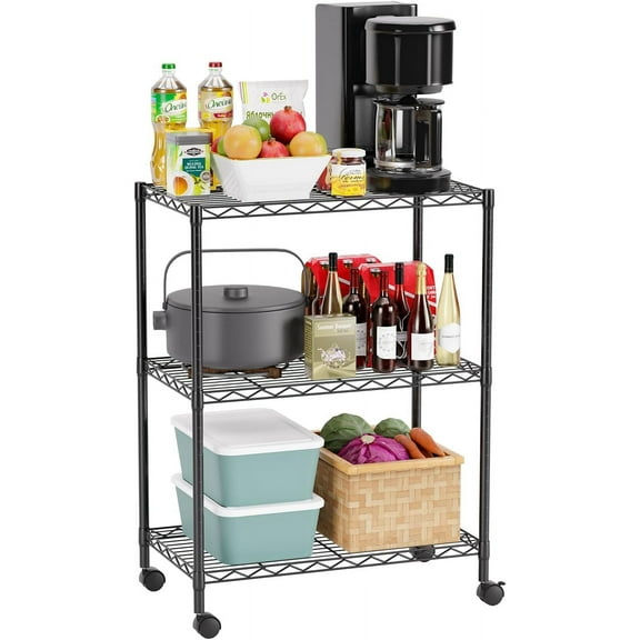 CL.HPAHKL 3-Tier Utility Storage Shelves, Metal Wire Shelving Unit Height Adjustable Storage Rack for Kitchen, Closet, Pantry, Garage, Bathroom, Laundry, 13" D x 23" W x 31" H, Black