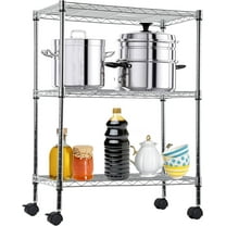 CL.HPAHKL 3-Tier Wire Shelving 23"L x 13"W x 31.3"H, Adjustable Metal Storage Shelf with Wheels, Small Space Storage Unit Organizer Wire Rack for Kitchen Pantry, 450lbs Capacity, Chrome