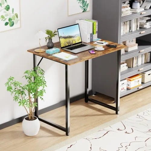 CL.HPAHKL 32 Inch Small Computer Desk for Small Spaces, Modern Simple Style Desk Table Sturdy Laptop Table with Sturdy Metal Frame Adjustable Feet Study Desk for Bedroom Home Office (2, Vintage)