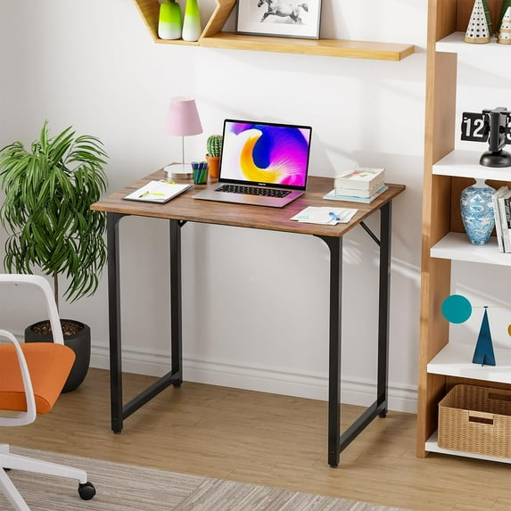 CL.HPAHKL 32 Inch Small Computer Desk for Small Spaces, Modern Simple Style Desk Table Sturdy Laptop Table with Sturdy Metal Frame Adjustable Feet Study Desk for Bedroom Home Office (1, Vintage)